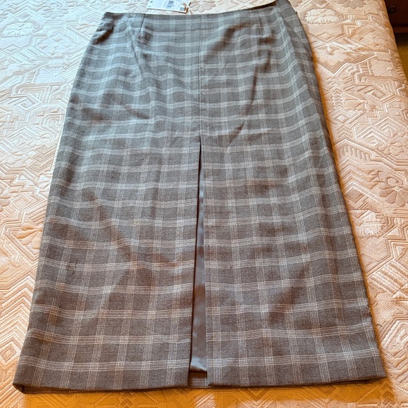 Mango Beige Plaid Check Skirt With Slit/NWT/10 (EU 42) - Picture 8 of 16